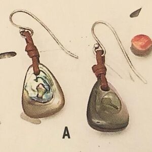 Rare Vintage Silpada Sterling Silver Natural Abalone Leather Earrings W1047
